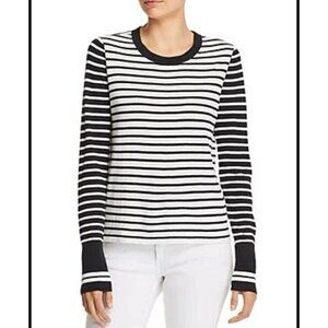 Rag and Bone Jeans Angela Contrast Striped Sweater Black‎ White Size Large